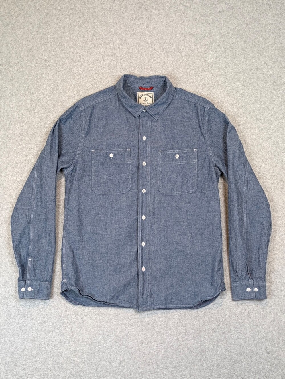 Iron & Resin Fairmont Chambray Shirt Mens Medium Blue Button Freedom Riders Work